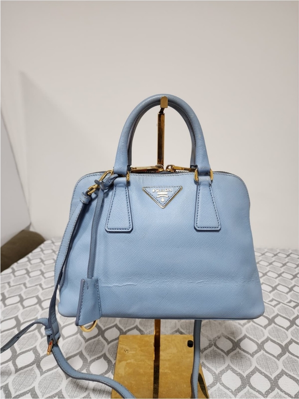 PRADA Saffiano Lux Small Promenade Tote Bag Blue